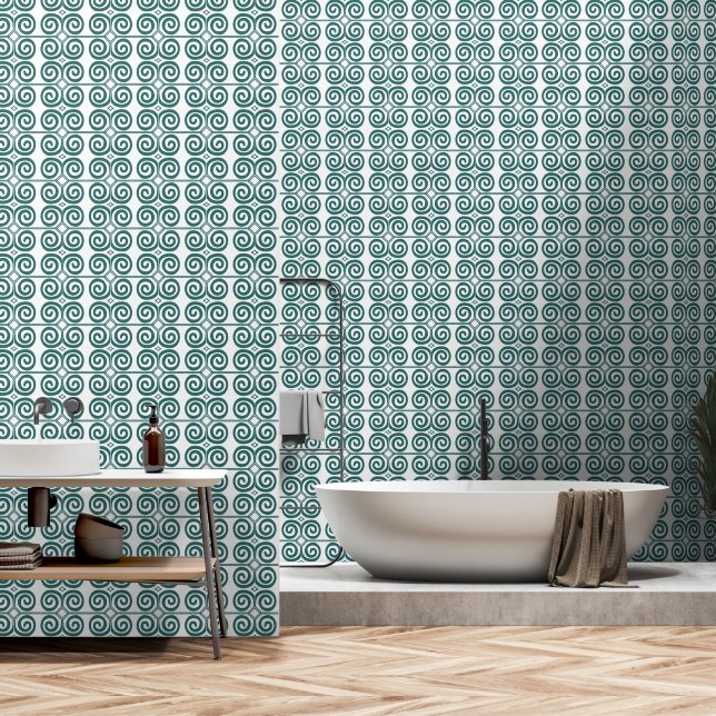 Papier Peint Motif Turquoise (Salle de bain)