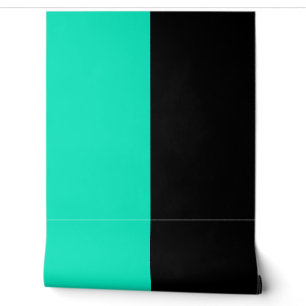 Papier Peint Motif Turquoise Noir Vertical Big Stripes