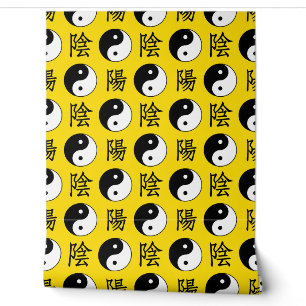 Papier Peint Motif Yinyang Arrière - plan jaune