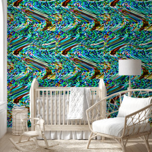 Papier Peint Motifs Abstraits Blue Multicolor Boho coloré
