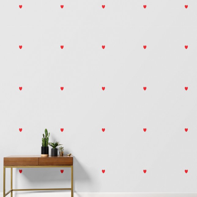 Papier Peint Motifs de coeur rouge gris clair Élégant Joli mign (Couloir)