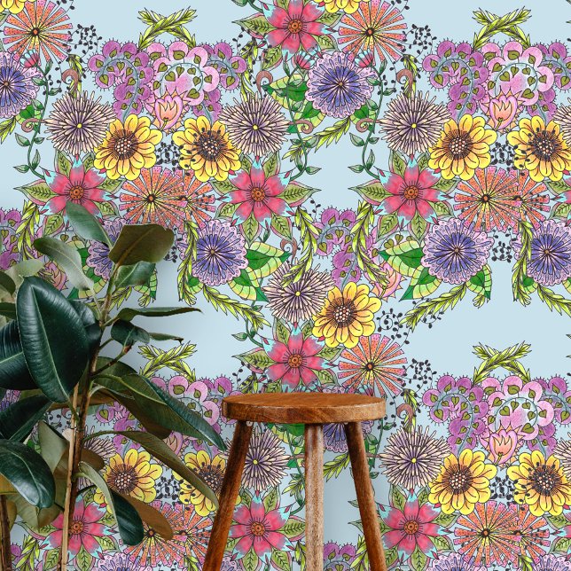 Papier Peint Motifs florifères fluviaux complexes et doux (Créateur téléchargé)