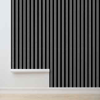 Papier Peint Motifs rayés verticaux irréguliers DIY #3 noir bla