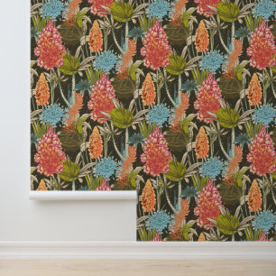 Papier Peint Multicolor noir Africain Abstrait motif floral