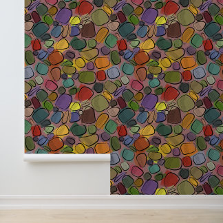 Papier Peint Multicolor Rocks Mid Century Modern Style 
