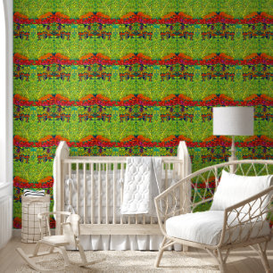 Papier Peint Mushrooms Bird Retro Art Nouveau Pattern par Voyse
