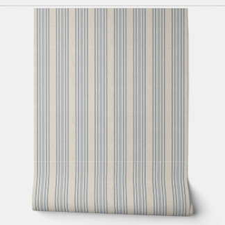 Papier Peint Muted Distressed Blue Farmhouse Ticking Stripe