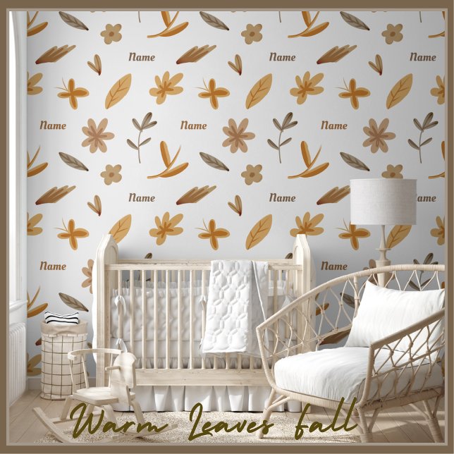 Papier Peint Nature Florale Chaleureuse Fleurs d'automne Feuill (Créateur téléchargé)