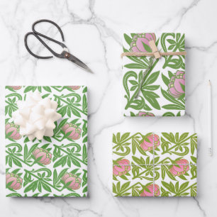 Papier peint nénuphars rose Art Nouveau