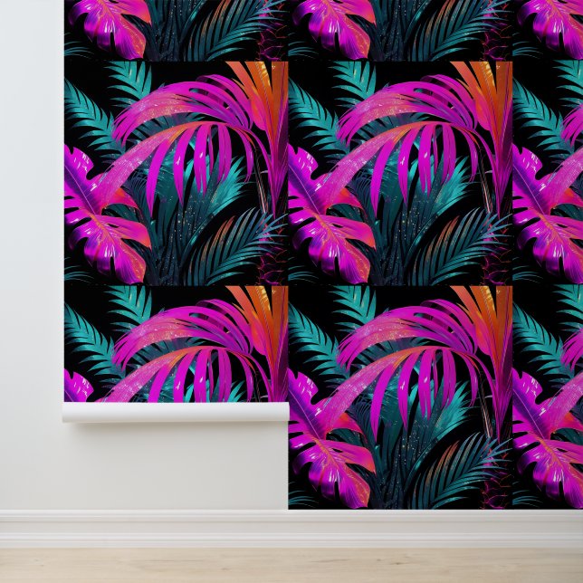 Papier Peint Neon Disco Jungle Peel and Stick (Application)