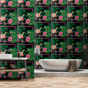Papier Peint Neon Pink Tropical Botanical