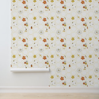 Papier Peint Nid d'abeille dessiné à la main et bourdon