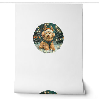 Papier Peint Noël Cavapoo Reindeer Chien Santa Hat Cute Holi