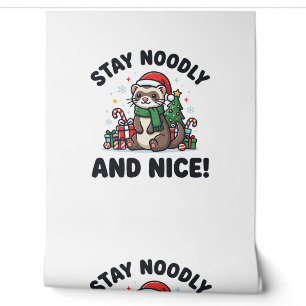 Papier Peint Noël de furet drôle Reste noué et gentil