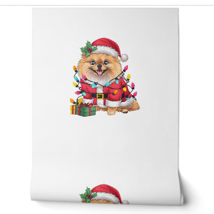 Papier Peint Noël de l'éclairage de Noël Père Noël Chien de Pom
