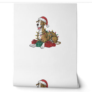 Papier Peint Noël Éclairage Santa Chapeau grand chien Danse Noë