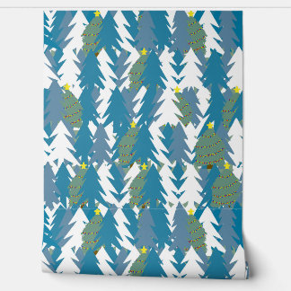 Papier Peint Noël moderne, vert et blanc