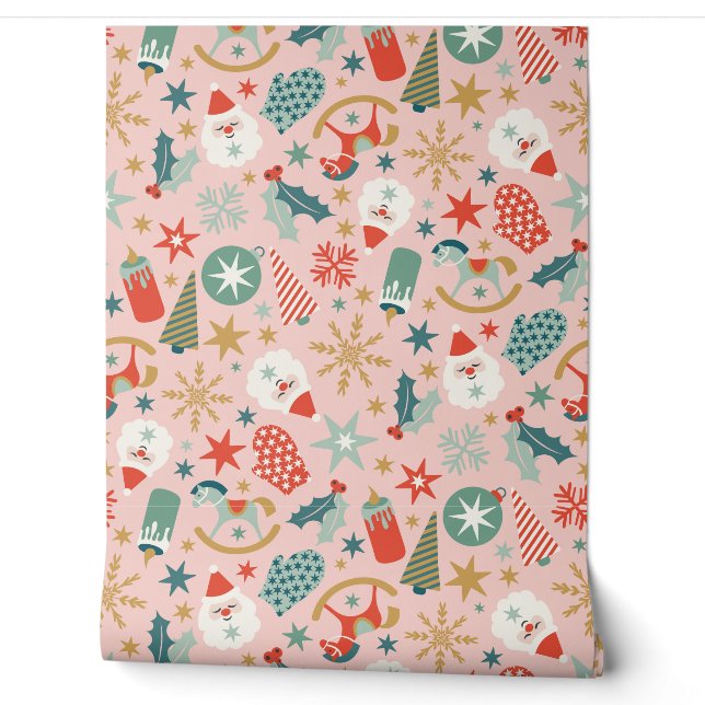 Papier Peint Noël Retro Pastel (Déroulement)
