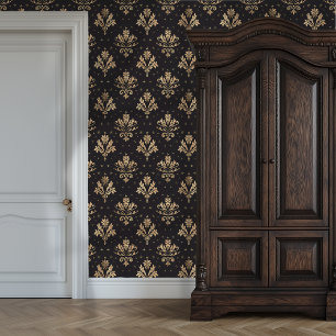 Papier Peint Noir Damask Princesscore doré