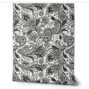 Papier Peint Noir et blanc à motifs paisley