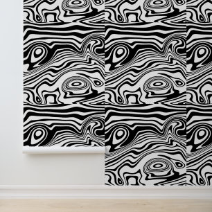 Papier peint noir et blanc rayé ondulé
