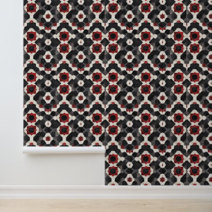 Papier peint noir motif géométrique