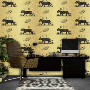 Papier Peint Noir Or Imprimé Animalier