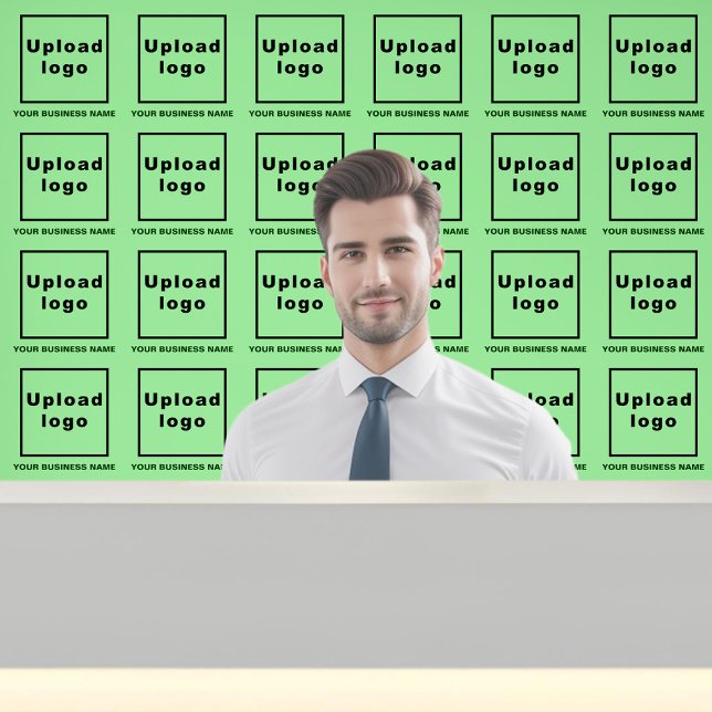 Papier Peint Nom de l'entreprise et logo sur vert clair (Business name and logo on light green wallpaper)