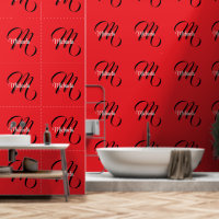 Nom initial minimaliste moderne monogramme rouge
