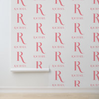 Nom Monogramme personnalisé Minimal Stylish Rose