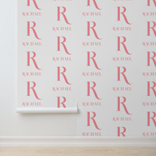 Papier Peint Nom Monogramme personnalisé Minimal Stylish Rose