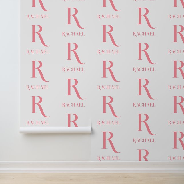 Papier Peint Nom Monogramme personnalisé Minimal Stylish Rose (Application)