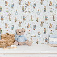 Nom personnalisé mignon Bois Animaux Bleus Garçon