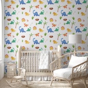 Papier Peint Nourriture Dinosaure Aquarelle Cute Chambre pour