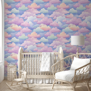 Papier Peint Nuages pastel rose, bleu et orange jolis