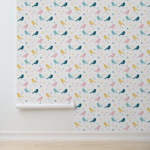 Papier Peint Nurserie à motif minimal d'oiseau scandinave