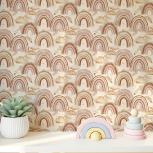 Papier Peint Nurserie Arc-en-Ciel Bohème et Nuages
