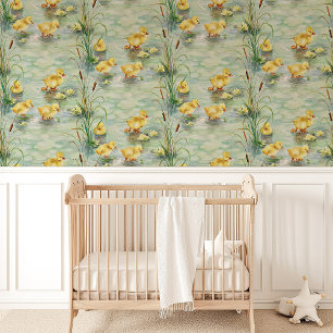 Papier Peint Nurserie Baby Canetons et Massettes