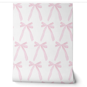 Papier Peint Nursery Bows Coquette Aquarelle Rose