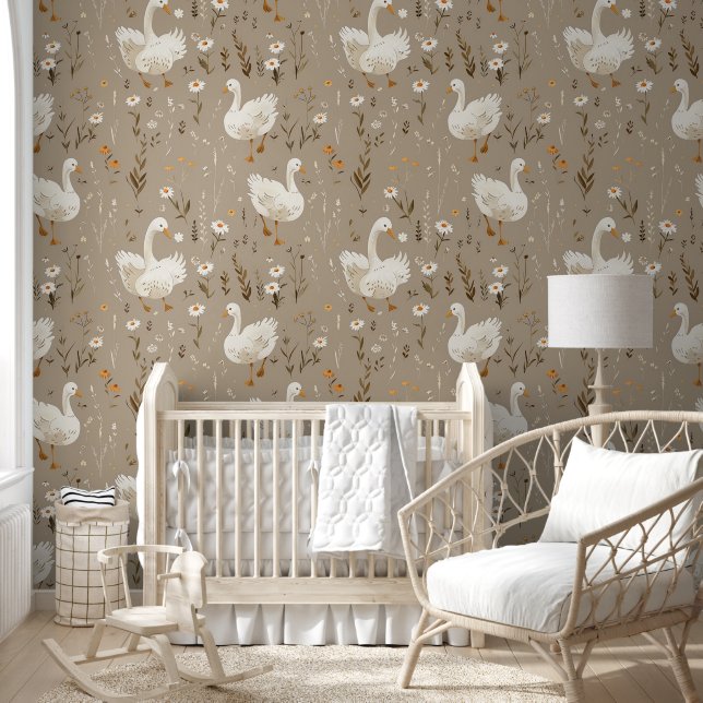 Papier Peint Nursery Taupe Oie Bébé (Enfants)