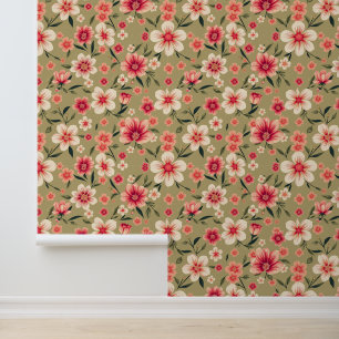 Papier Peint Oasis de fleurs de corail : Floral d'inspiration V
