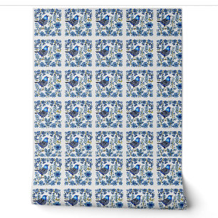 Papier Peint Oiseau Bleu Scandi, Art populaire