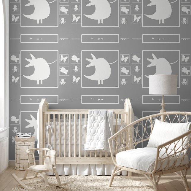 Papier Peint Oiseau Tweety Blanc Sur Grey (Enfants)