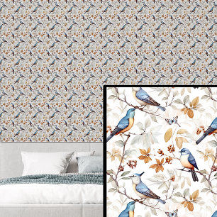 Papier Peint Oiseaux bleus dans les tons d'automne