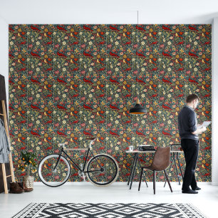 Papier Peint Oiseaux en Fleurs