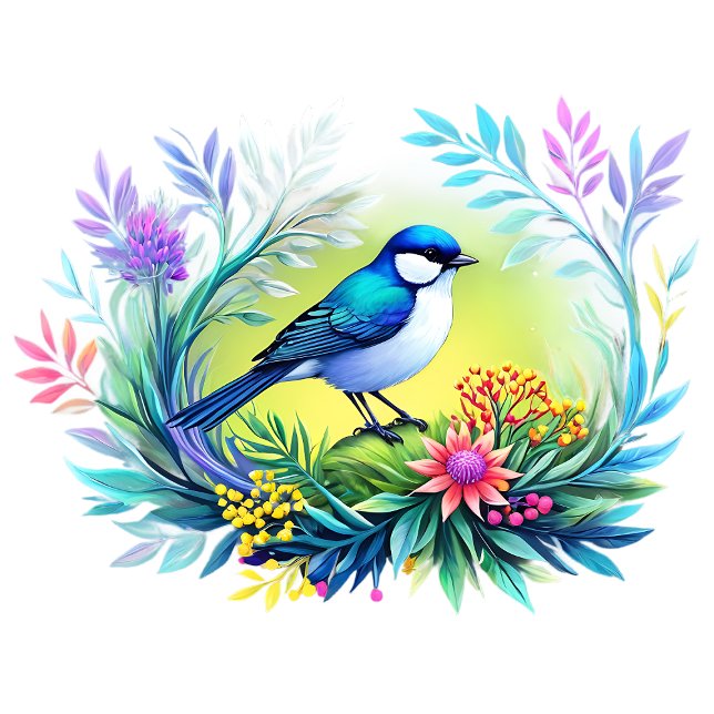 Papier Peint Oiseaux : Les merveilles aériennes de la nature Av (exotic singing bird in elegant flowers)
