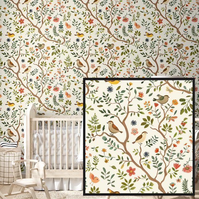 Papier Peint Oiseaux mignons du printemps dans les arbres sur l (Créateur téléchargé)