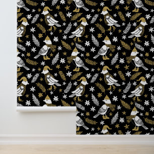 Papier Peint Oiseaux motifs de Noël festifs