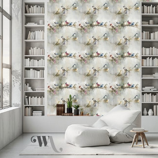 Papier Peint Oiseaux sur une branche 1 Peinture à l'huile