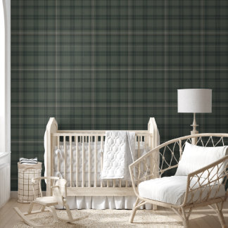 Papier Peint Olive Green Plaid Farmhouse moderne Tartan